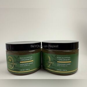 2x Bath & Body Works Aromatherapy Eucalyptus Spearmint Sugar Body Scrub 13 oz.